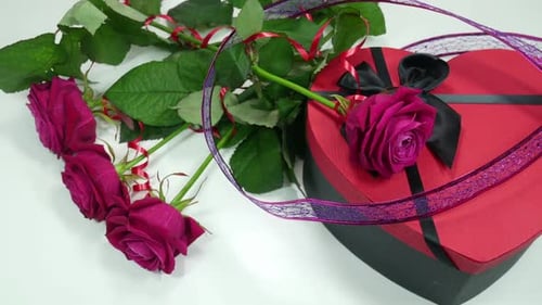 Elegant Roses with a Heart Shaped Giftbox