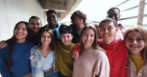 Diverse Group of Teens Smiling Together