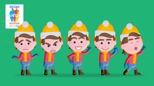 Animated Winter Man Character with Various Actions and Emotions