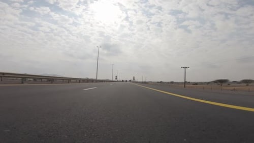 Middle Eastern Road Trip Firstperson View in a Moving Car on a Deserted Road Ride on a Speedway