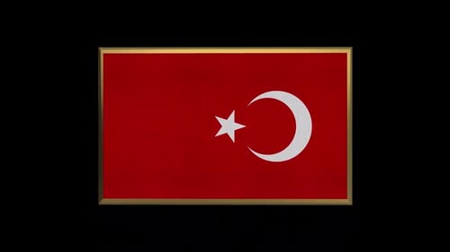 Rotating 3D Turkey Flag in Golden Frame