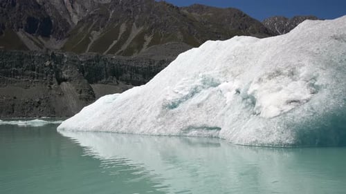 Tasman Glacier in Aoraki Mt Cook National Park, New Zealand.