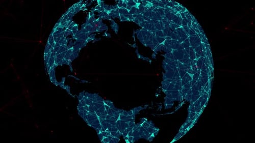 Abstrakter sphärischer Plexus auf schwarzem Hintergrund 02