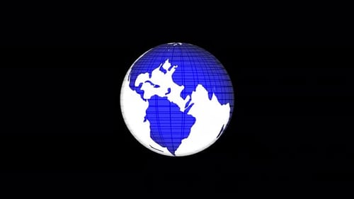 Animated Rotating World Globe with Grid Overlay