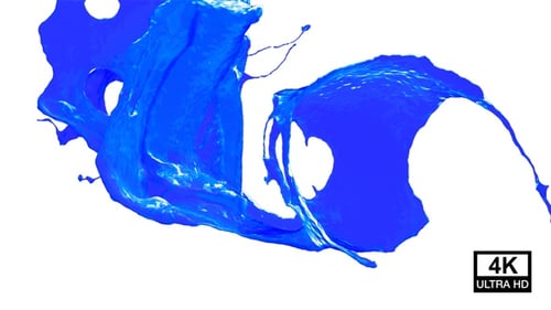 Collision Of Streaming Blue Paint Splash