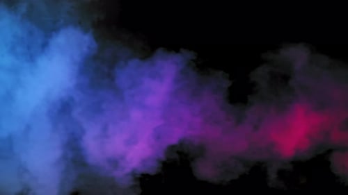 Colorful Smoke Puffs Rising Against Black Background