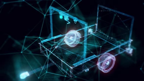 Trailer Lift Assembly Hologram Close Up 4k