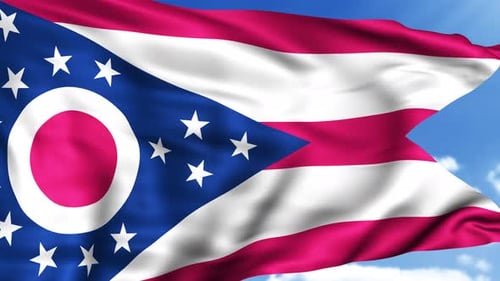 Waving Ohio State Flag with Realistic Fabric Motion