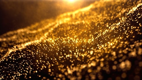 Glittering Golden Particle Wave Flow Background Seamless Loop V3