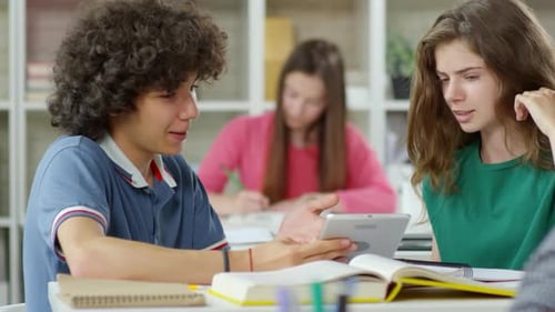 Schoolboy and Schoolgirl Talking