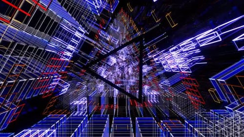 Est un tunnel scintillant incroyablement lumineux avec des triangles volants brillants