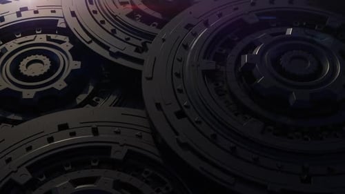 Futuristic Rotating Technology Gears Industrial Background Loop