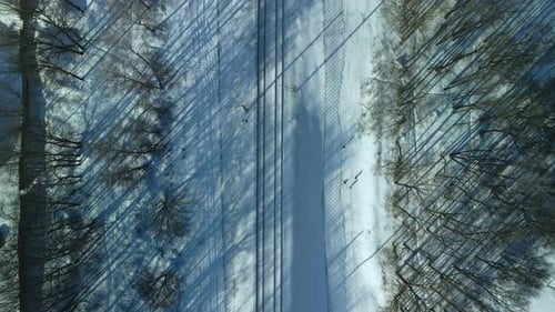 Aerial View of Snowy Winter Landscape