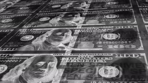 Scrolling Inverted One Hundred Dollar Bills Motion Background Loop