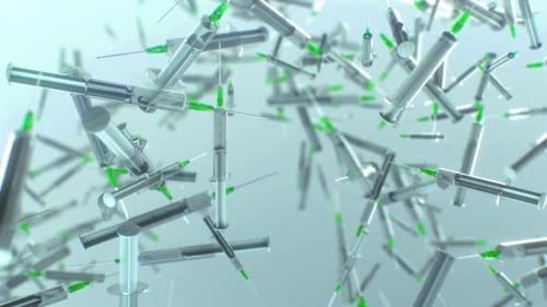 3D Falling Syringes for Medical and Scientific Concepts
