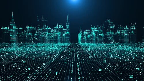 Holographic 3 D Digital Science Fiction Smart City In The Future