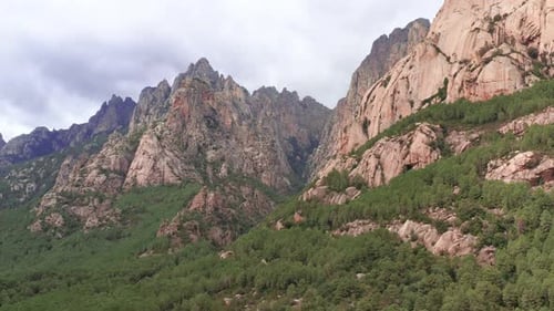 Aerial View of Rocky Mountain and Summer Landscape of Nature