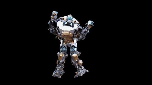 Futuristic Metallic Robot Spinning 3D Animation Loop