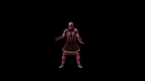 3D Animated Stylized Tribal Warrior Performing Ritual Dance Loop