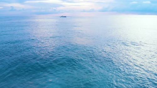 Zumbido aéreo que vuela en mar abierto y en barco. Vuelo sobre mar abierto