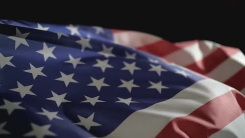 American Flag Waving in Close Up Shot