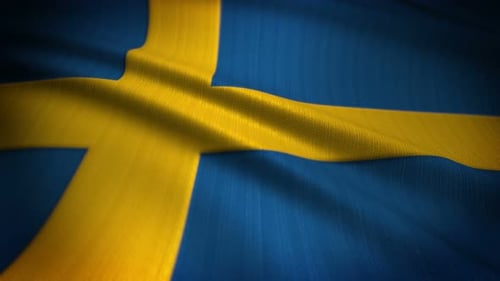 Realistic Waving Sweden Flag Seamless Loop Animation
