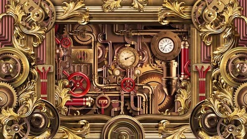 Animated Steampunk Clockwork Engine Background