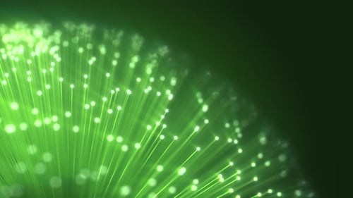 Abstract Green Glowing Fiber Optic Data Network Background