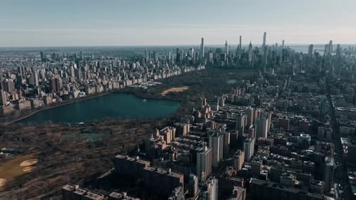 View on Central Park Buildings and Skyscrapers From Air