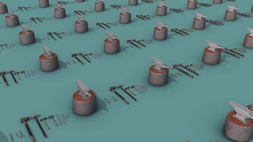 A Lot Of Blacksmith Tools In A Row Hd
