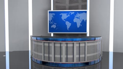 Virtual News Studio Set Green Screen Background Loop 4k