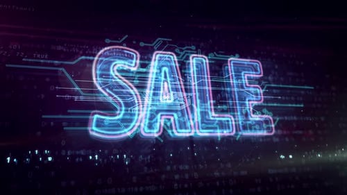 Animação abstrata em loop de promoção de negócios de venda