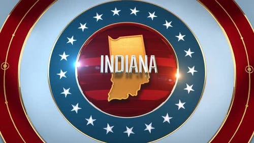Patriotic 3D US Flag and Indiana Map Logo Reveal