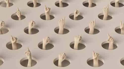Hands Point with Finger and Pop Out From Holes
