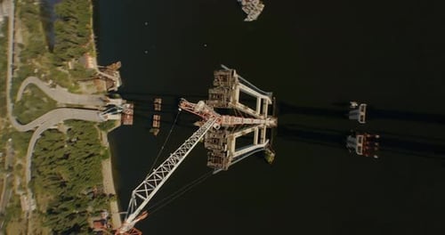 Drone View of Contemporary Bridge Nuder Construction