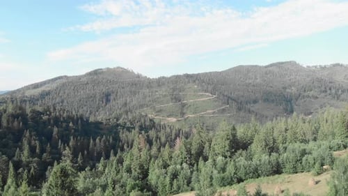 Mountain peaks against blue sky. Ukrainian Carpathian mountains at summer.