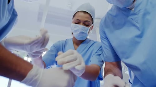Surgical Team Performing an Operation in Operating Room