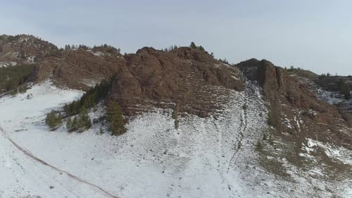 Aerial Winter Mountain Landscape