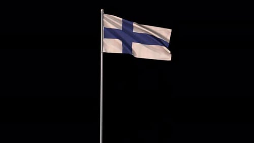Waving Finland Flag Animation with Alpha Channel