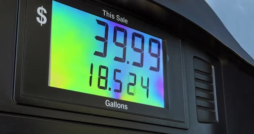 Digits Counter of Gas Pump By Gasoline Station with High Rising Gas Prices