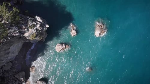 Majestic landscape with clear turquoise sea water in hot summer day.