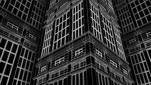 Abstract Wireframe City Buildings Architectural Loop