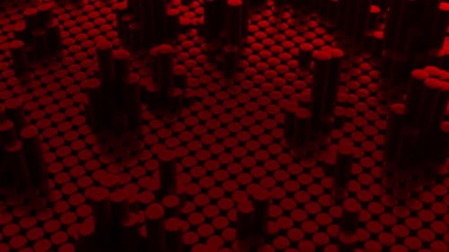 Pulsating Red Geometric Cylinders Abstract Motion Background