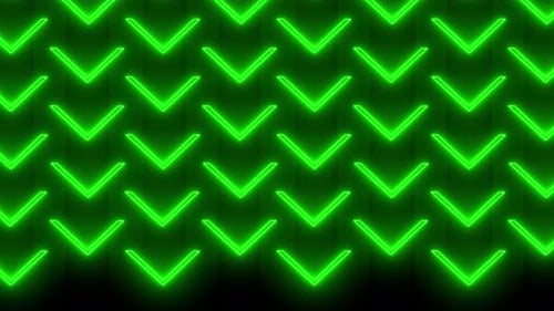 Video animation of glowing neon arrows in green
