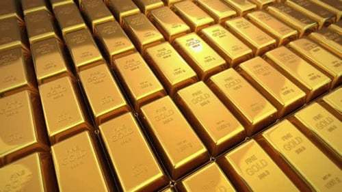 Seamless Loop Animation of Shining Gold Bullion Bars
