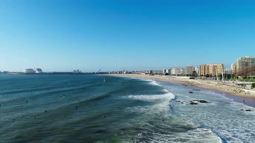 Aerial View Seascape with beach and sea