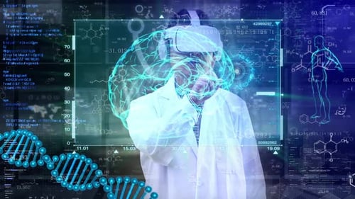 Futuristic VR Interface with Medical and Scientific Holograms