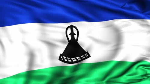 Waving Lesotho National Flag Seamless Loop Animation