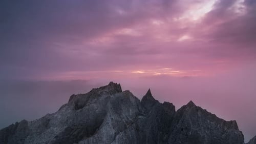Aerial view Beautiful on rock of morning scenery Golden light sunrise.