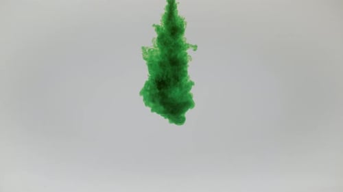 Green ink dropped into water, Ultra Slow Motion